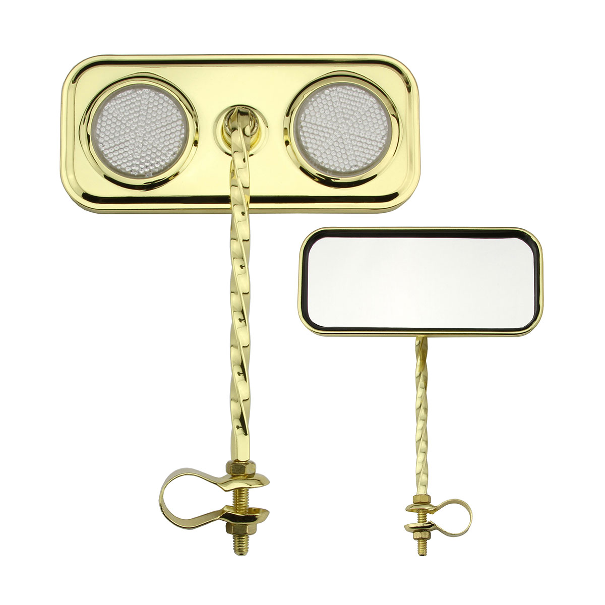 Rectangle Square Twisted Mirror Gold Clear Reflectors.